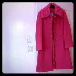 Marciano Pink Coat with detachable faux fur collar